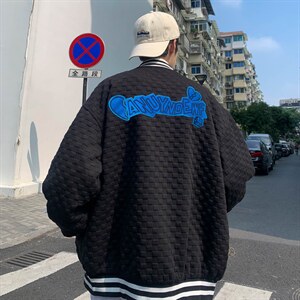 华夫格棒球服2023春秋季韩版宽松字母百搭潮流夹克 W5437-P52图片