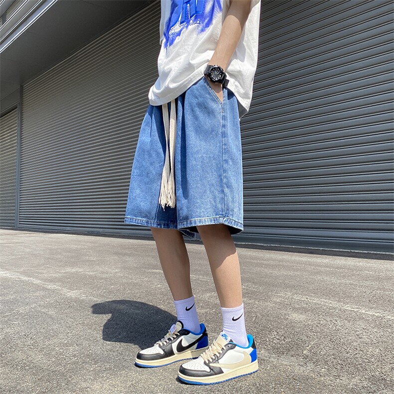牛仔短裤男韩版潮流高街帅气2026夏季新款ins宽松五分裤RK386-P32,男装牛仔裤,星座412