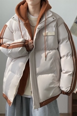 棉衣男冬新款男士青年保暖棉服情侣款假两件加厚连帽外套M082-P65，男装棉衣，星座1403A