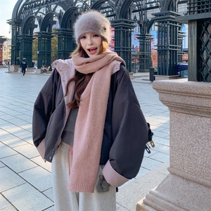 撞色拼接连帽加厚休闲羽绒棉服女冬季2025新款超好看漂亮棉衣棉袄图片
