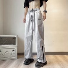 美式复古直筒宽松运动裤韩版休闲设计感拖地阔腿裤男K7166-P34，男装休闲裤，星座512-4