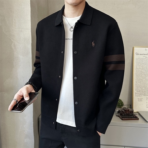 高级翻领修身针织衫男士刺绣开衫毛衣春秋新款上衣外套K7719-P130
