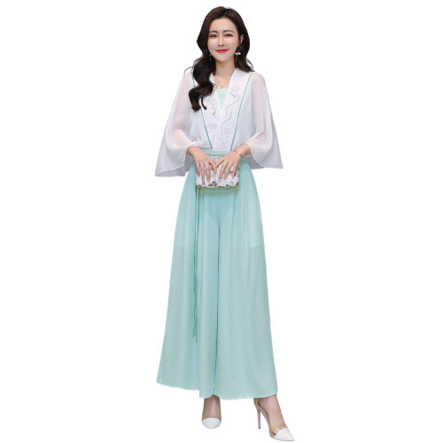 芷墨原创时尚改良汉服飘逸上衣阔腿裤两件套装茶服,女装汉服/婚纱/旗袍/礼服,芷墨服饰