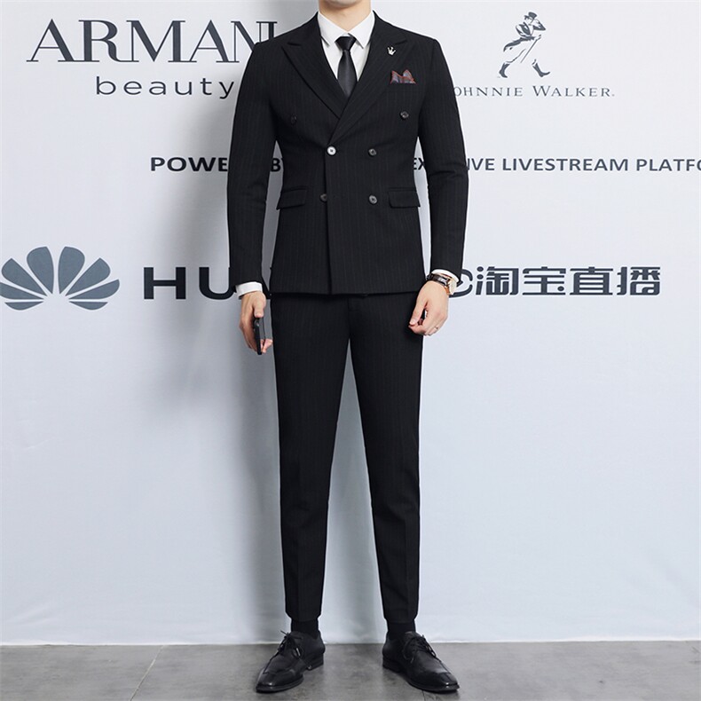 2025新款条纹双排扣潮款休闲西服男士2202-P235,男装西服,星座311B