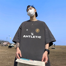 抖音得物二开现货220克夏装重磅美式高街宽松短袖t恤MT184，男装T恤，电商A486-1