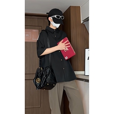 夏季新款短袖衬条纹衫拼接设计感休闲个性衬衣DC2233-特价P30，男装衬衫，电商A007