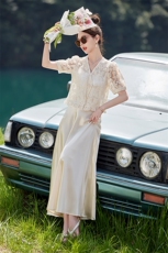 2024夏季新款小香风蕾丝上衣洋气淑女气质两件套裙，女装套装/套裙，韩蜜菓