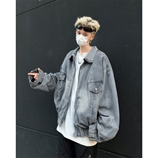 小众boxy水洗重工倒装短款立领牛仔外套男秋美式潮牌街头宽松夹克，男装工装外套，星座505-2（原电商A260-1)