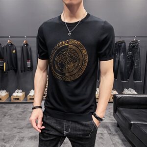 D215/98116#夏季潮男新款薄色冰丝短袖T恤打底衫男图片