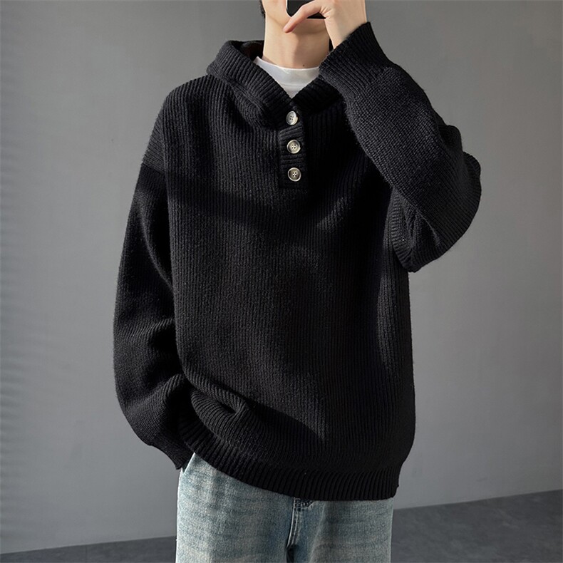秋冬连帽针织毛衣男慵懒风套头线衣外套宽松,男装针织衫/毛衣,星座1206-1（原A206-1）