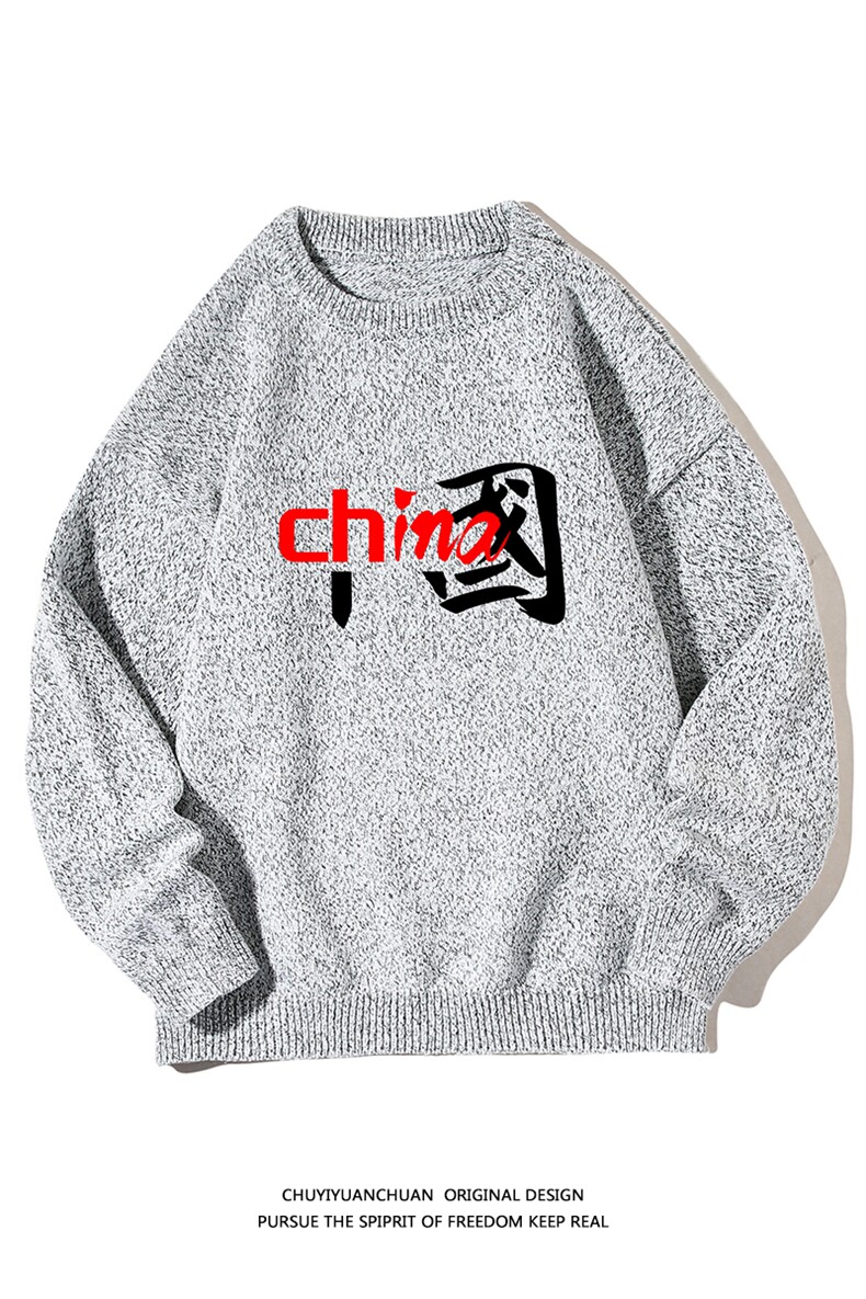 加厚加绒毛衣男大码毛线衣男针织衫M19189-P45加绒款-P65白底,男装针织衫/毛衣,电商A040A