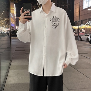 复古衬衫男宽松春秋休闲百搭外套潮男图片
