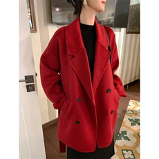2025秋冬百搭时尚简约中长款大衣，女装双面呢大衣，荣图大衣