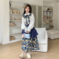 26春新款-新中式风晕染飘带半身裙两件套2616-P195K318，女装套装/套裙，2B190