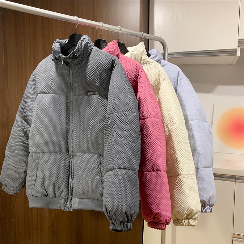 隐条泡泡格冬季立领面包服外套男女冬季中性风情侣棉衣2024新款,男装棉衣,电商C306-1
