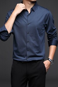 2023秋季新款长袖男士衬衫中年衬衣服爸爸装中老年人宽松休闲上衣图片