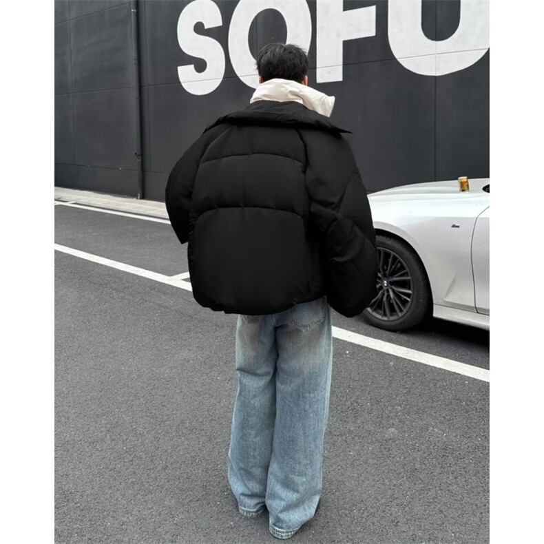冬季2025新款美式潮牌双层领假两件棉服外套男士潮流加厚宽松棉,男装棉衣,星座1013