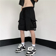 日系潮牌夏季休闲宽松工装短裤男生中裤百搭美式五分裤DK2204-P29，男装休闲裤，星座1008