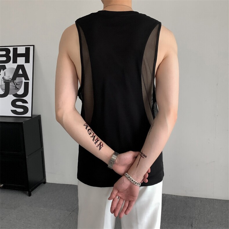 夏季小众双层网纱背心男子个性性感速干训练服健身运动跑步坎肩,男装背心/马甲,星座909