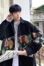 港风长袖衬衣男情侣大码M-5XL中性风刺绣潮长袖衬衫男CS9743P50，男装衬衫，星座227-7