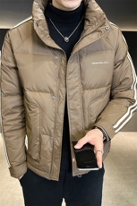 2025新款冬季男士羽绒服条纹加厚保暖外套A313-6306-P100特批，男装羽绒服，电商A313