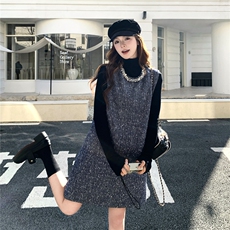 小香风钉钻背心裙+黑色针织打底衫套装W637P195-K288，女装套装/套裙，2C209