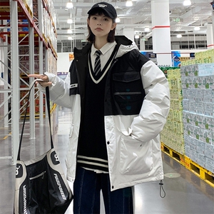冬上新加棉保暖棉服潮中性风连帽棉衣外套男女 8323-P125控价168图片