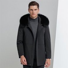21冬季新款派克服男士貂绒内胆银狐毛领连帽常规外套YN2155-P630，男装皮衣，电商B212（原钱塘6029）