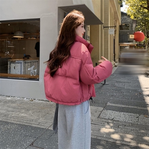 现货新款羽绒服女短款韩版立领简约加厚小个子高级感面包服外套潮