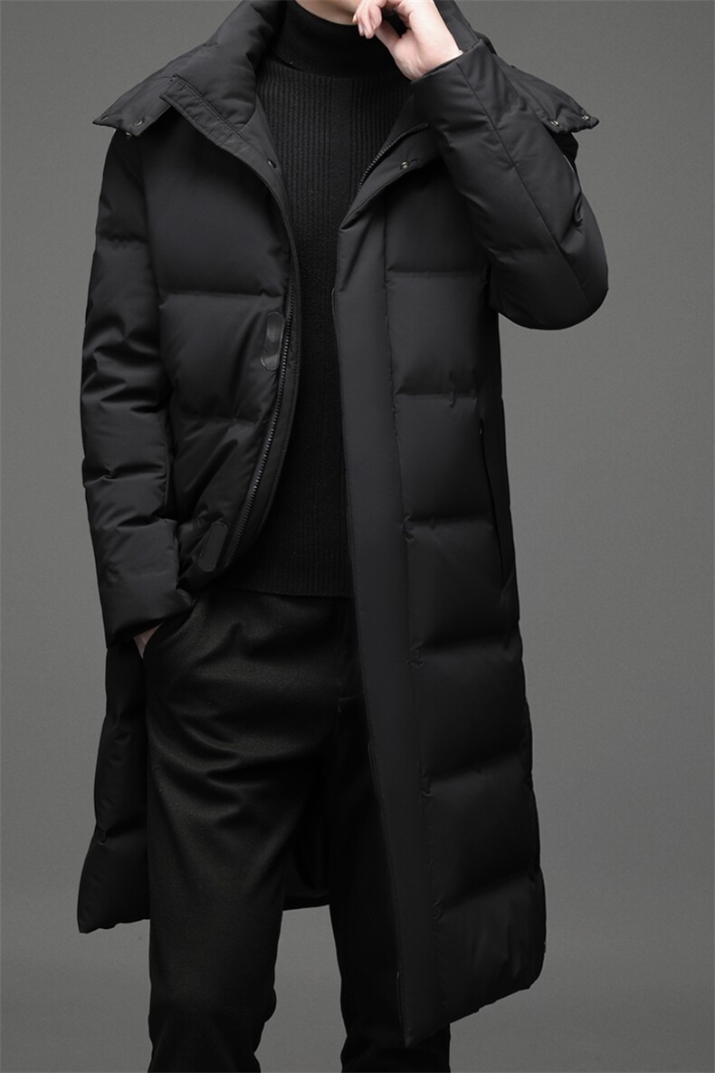 YY-YR377冬季男士羽绒服过膝长款保暖外套修身潮流帅气P400，男装羽绒服，电商B360