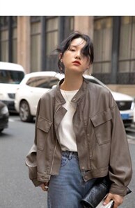 皮衣外套图片