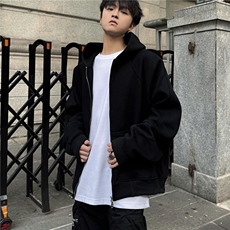 黑色重磅拉链开衫卫衣男款高街美式潮牌LJ01-P55，男装卫衣，星座1109-3