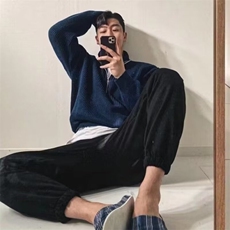 美式半拉链中高领针织衫男高级感宽松毛衣纯色百搭保暖套头衫，男装针织衫/毛衣，星座1210-1