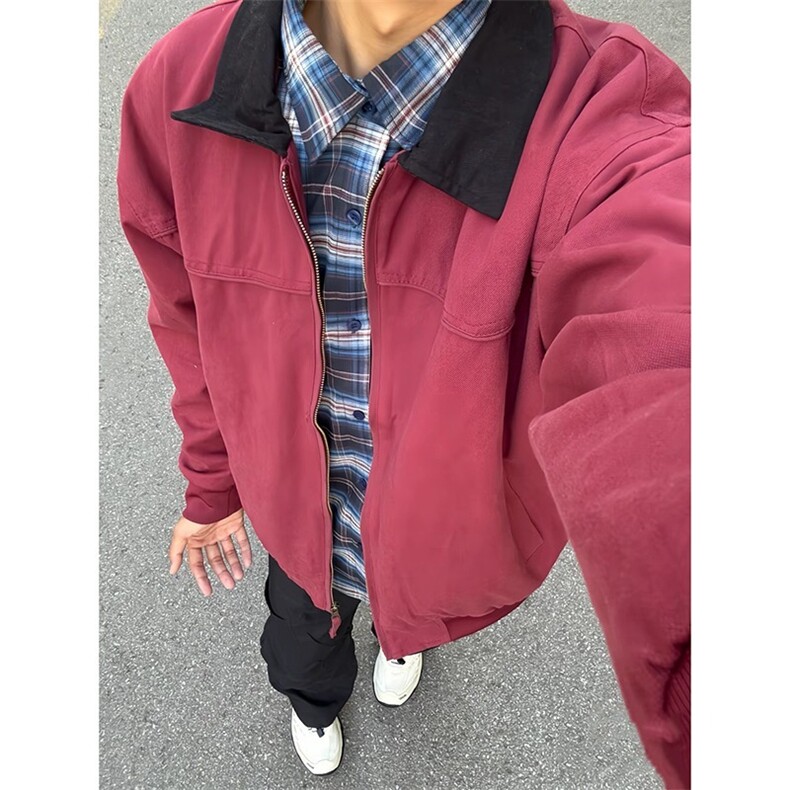 正肩工装外套男款秋冬季美式复古底特律短款翻领夹克男,男装夹克,星座506A