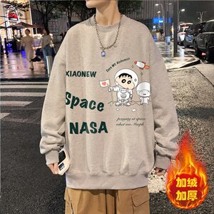 卫衣男春季美式重磅潮牌潮流宽松圆领上衣oversize大码长袖打底衫图片