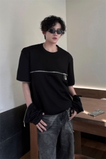 高品质现货春款美式垫肩拉链可拆卸机车高街时尚打底卫衣P55，男装T恤，电商B319