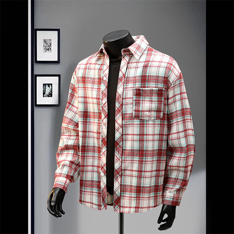 特批25港风网红格子衬衫宽松外套男女衬衣百搭外套CS2414，男装衬衫，电商A128