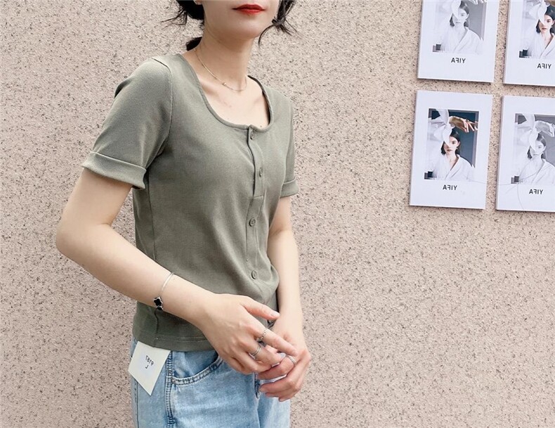 罗纹舒适高弹力短袖,女装其它,著朴