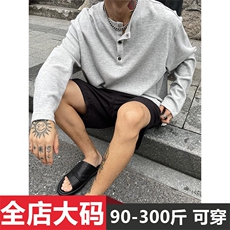 1506/QWY6040/P39新款亨利领长袖T恤宽松复古体恤衫休闲运动上衣，男装T恤，星座1506