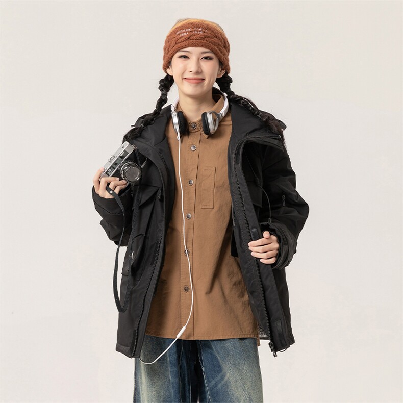 新标90白鸭绒简约休闲连帽工装外套纯色加厚羽绒服ESY0222-P230,男装羽绒服,电商B306