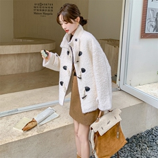 新款现货主推圈圈呢牛角扣毛呢外套9893-P175-K258，女装毛呢外套，2C129