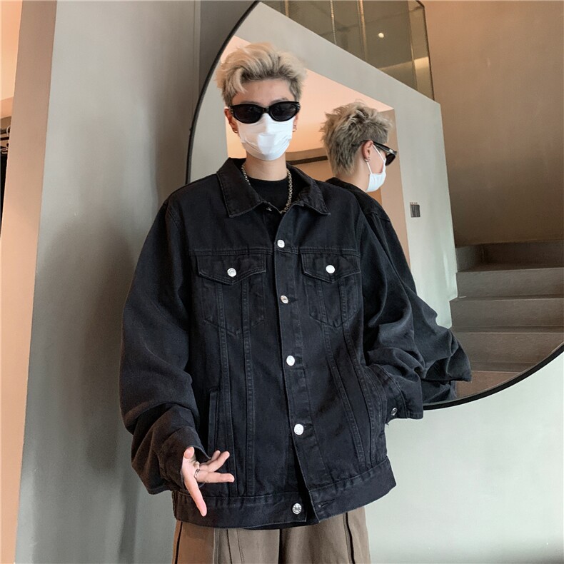 24款牛仔夹克宽松韩版字母刺绣工装潮流水洗外套N608/P105,男装夹克,星座202