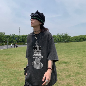 人像创意印花 水洗做旧 夏季无袖背心/马甲/坎肩XZ514-2-1316-P38图片
