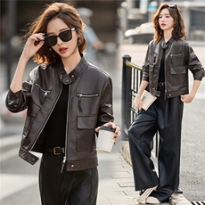 2025秋季新品时尚皮衣外套机车服，女装皮衣，1C078