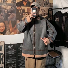 新款棉衣男秋冬季翻领羊羔绒棉服外套情侣加厚夹克潮LY466-P89，男装棉衣，星座1008