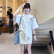 万针全刺绣工艺抖音得物高品质260克重磅纯棉双纱美式高街短袖T恤，男装T恤，电商A486-1