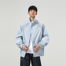 美式罗纹拼接袖子褶皱大码M-5XL教练夹克男JK78056P69控105，男装夹克，星座227-7