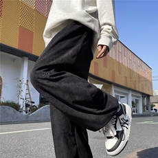 灯芯绒休闲裤男韩版潮流字母刺绣高街帅2024冬季ins长裤K4793-P35，男装休闲裤，星座412-2