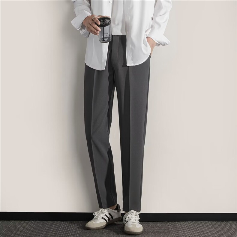 秋冬九分西装男士长裤子垂感小脚休闲修身直筒百搭小西裤K111，男装西裤，星座1116A-2（原606A-1）