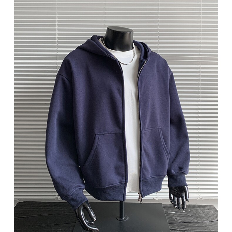 重磅全棉450克双拉链开衫连帽卫衣纯色外套男潮RH6127-P54,女装短外套,星座610B-1
